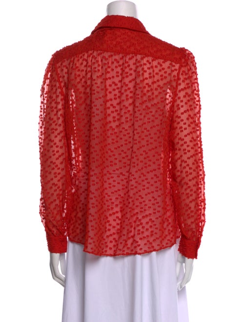 Carmen March Lace Pattern Long Sleeve Button-Up Top