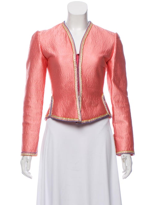 Mary McFadden Embellished Satin Jacket Pink