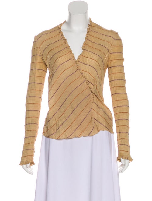 Mary McFadden Silk Wrap Top Tan