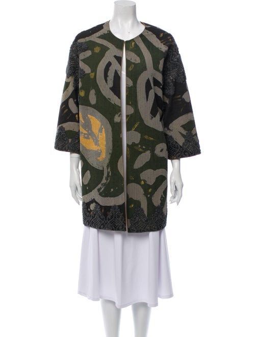 Mary McFadden Printed Coat Green