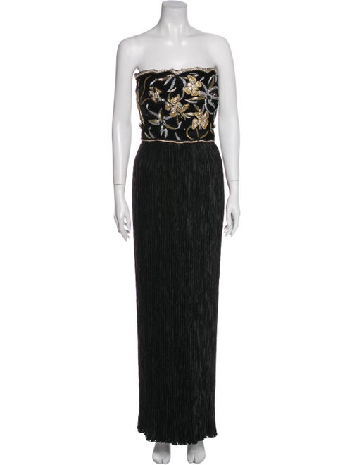 Mary McFadden Printed Long Dress Black