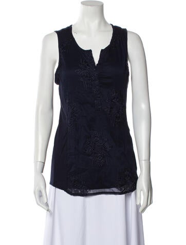 Mary McFadden Tops V-Neck Sleeveless Top M