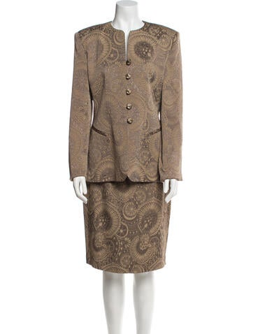 Mary McFadden Suits and Sets Silk Printed Skirt Suit US 10 | L