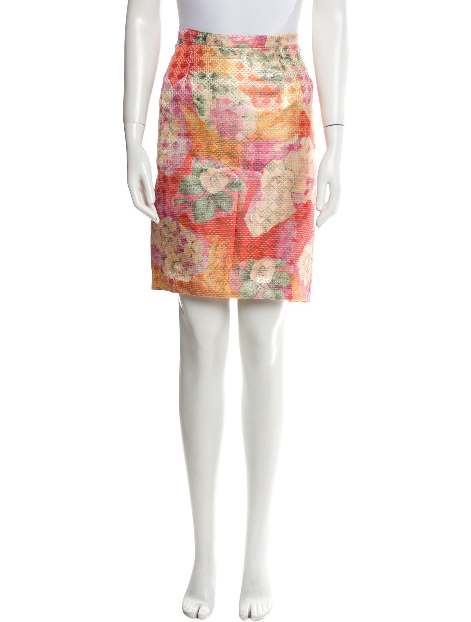 Mary McFadden Floral Print Knee-Length Skirt