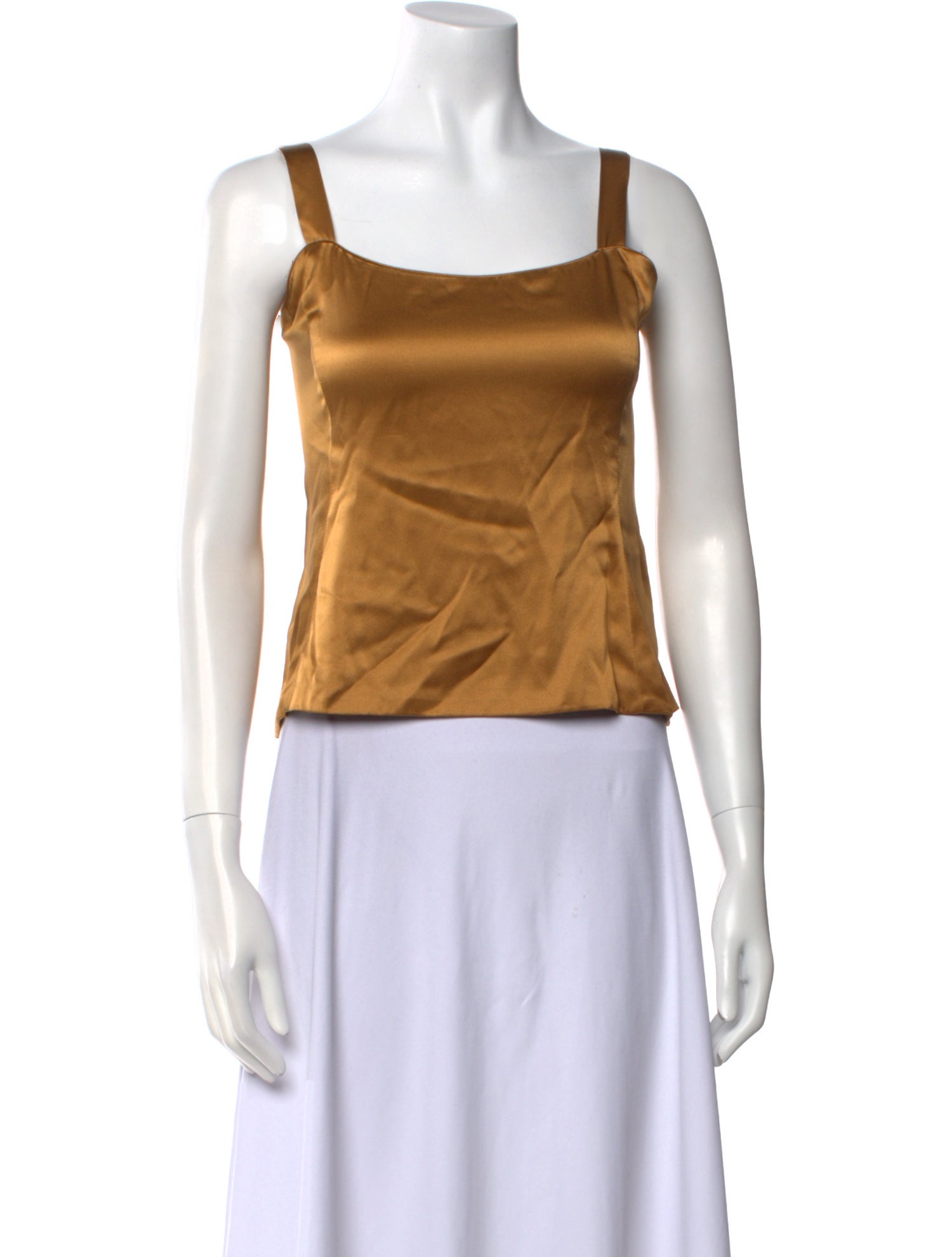 Mary McFadden Silk Square Neckline Crop Top