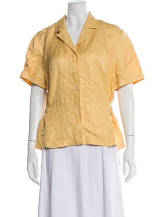 Mary McFadden Short Sleeve Button-Up Top