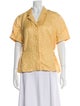 Mary McFadden Short Sleeve Button-Up Top