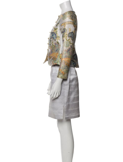 Mary McFadden Silk Striped Skirt Suit