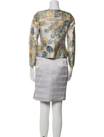 Mary McFadden Silk Striped Skirt Suit