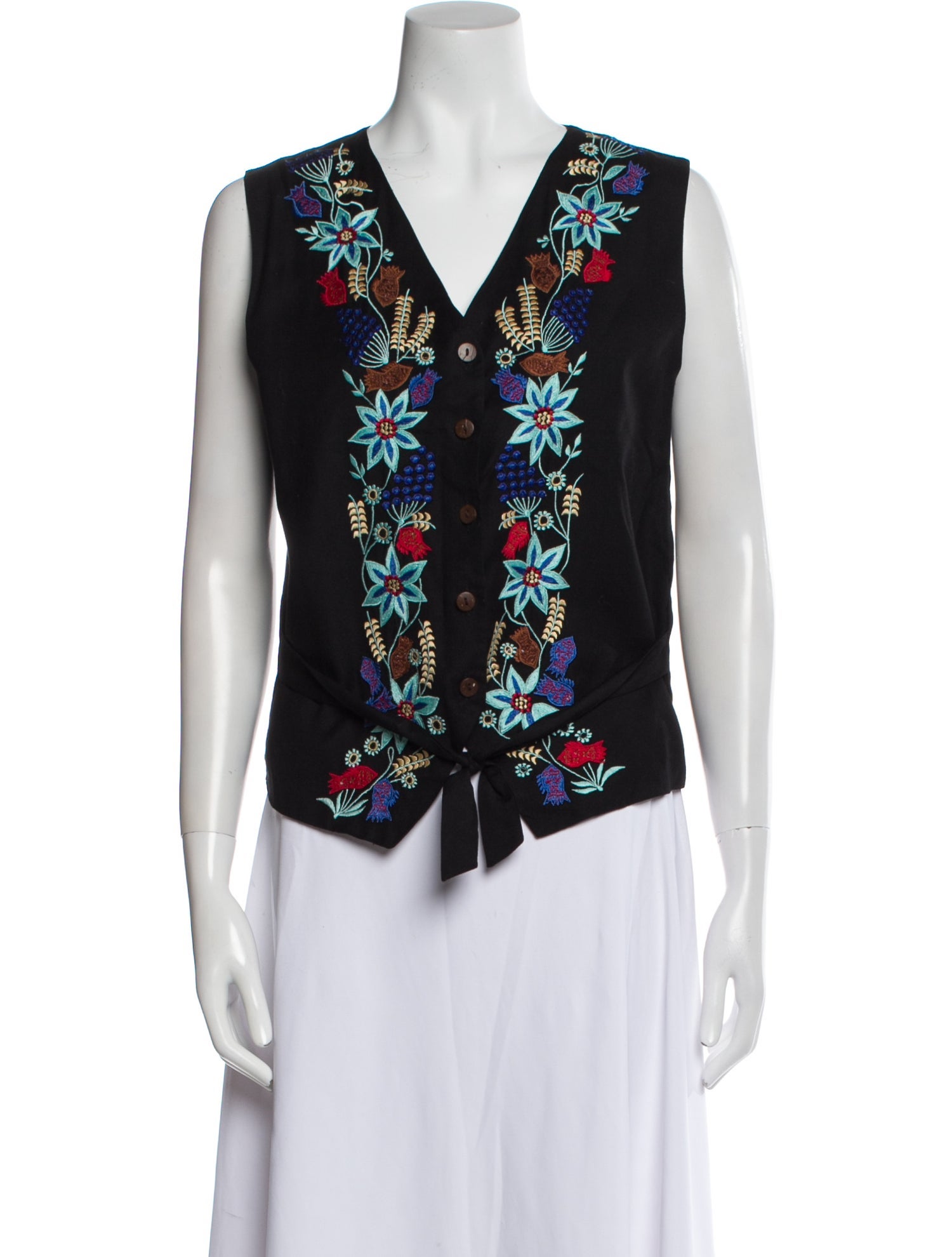 Mary McFadden Floral Print Vest