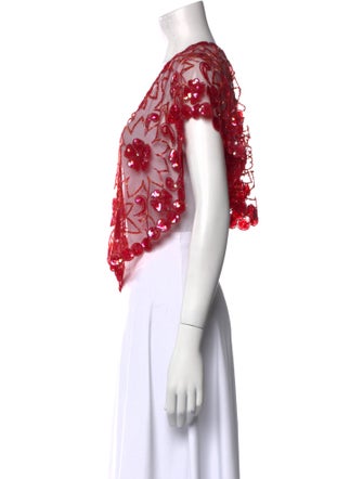 Mary McFadden Nylon Floral Print Crop Top