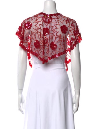 Mary McFadden Nylon Floral Print Crop Top