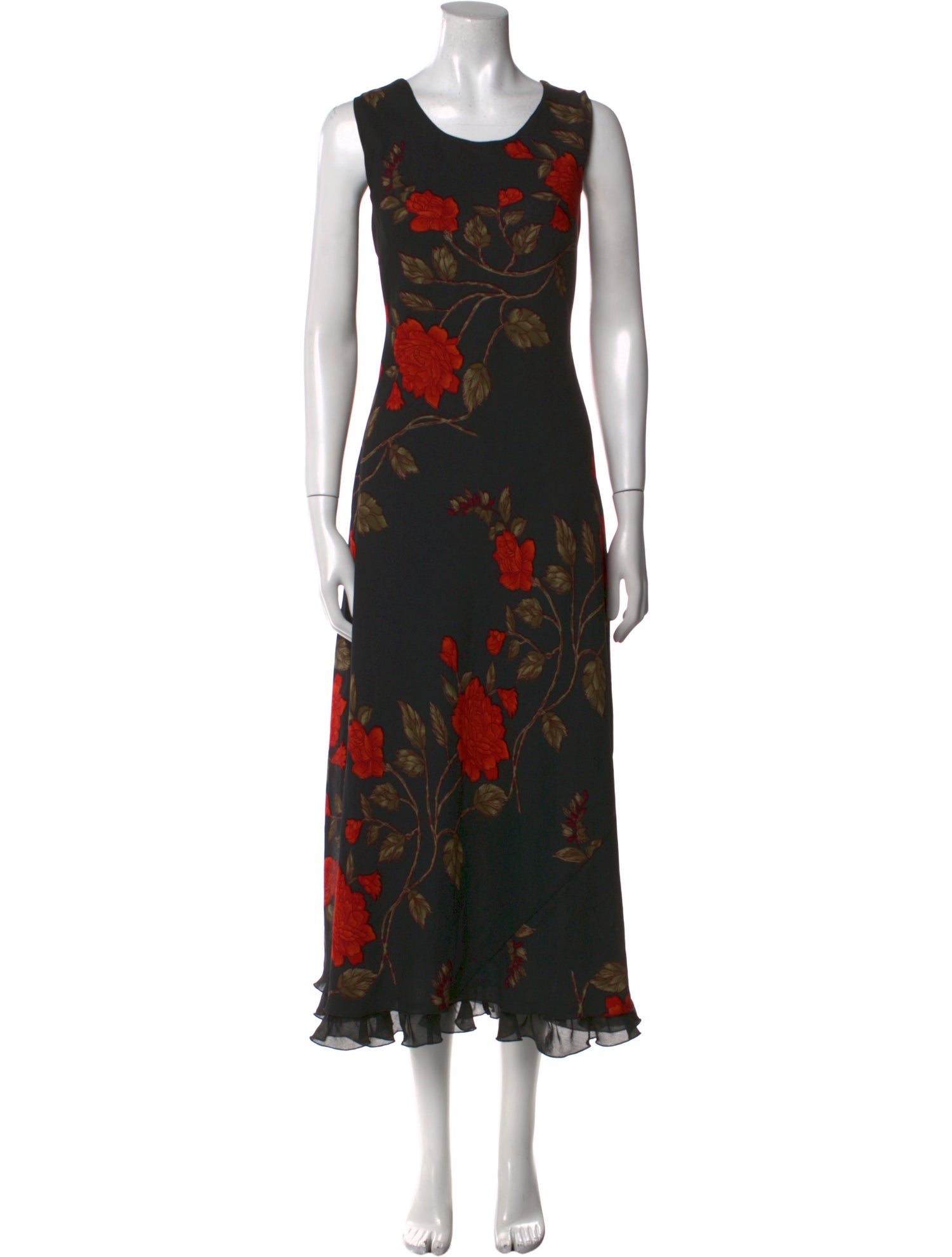Mary McFadden Floral Print Long Dress