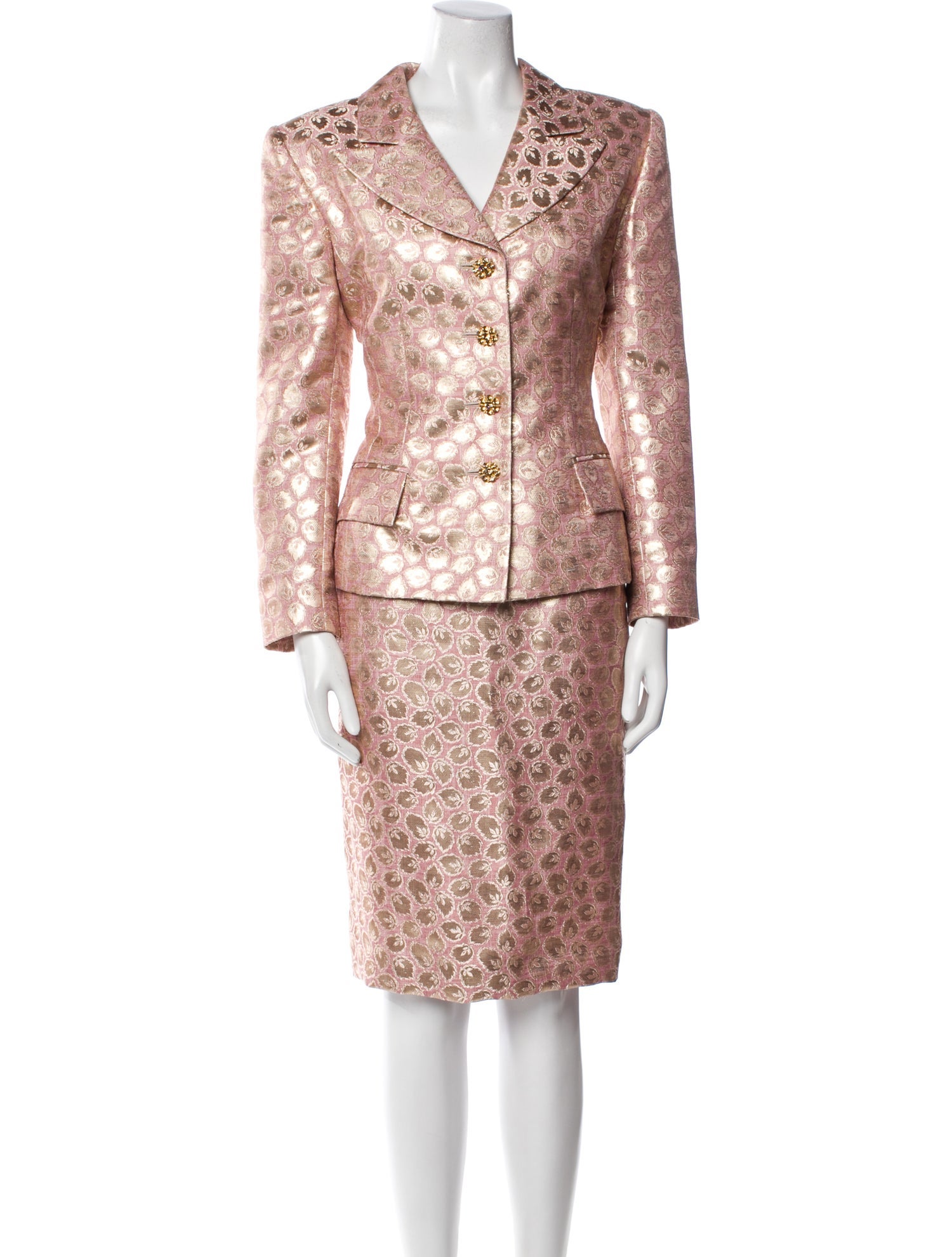 Mary McFadden Late 1980's - Early 1990's Printed Skirt Suit