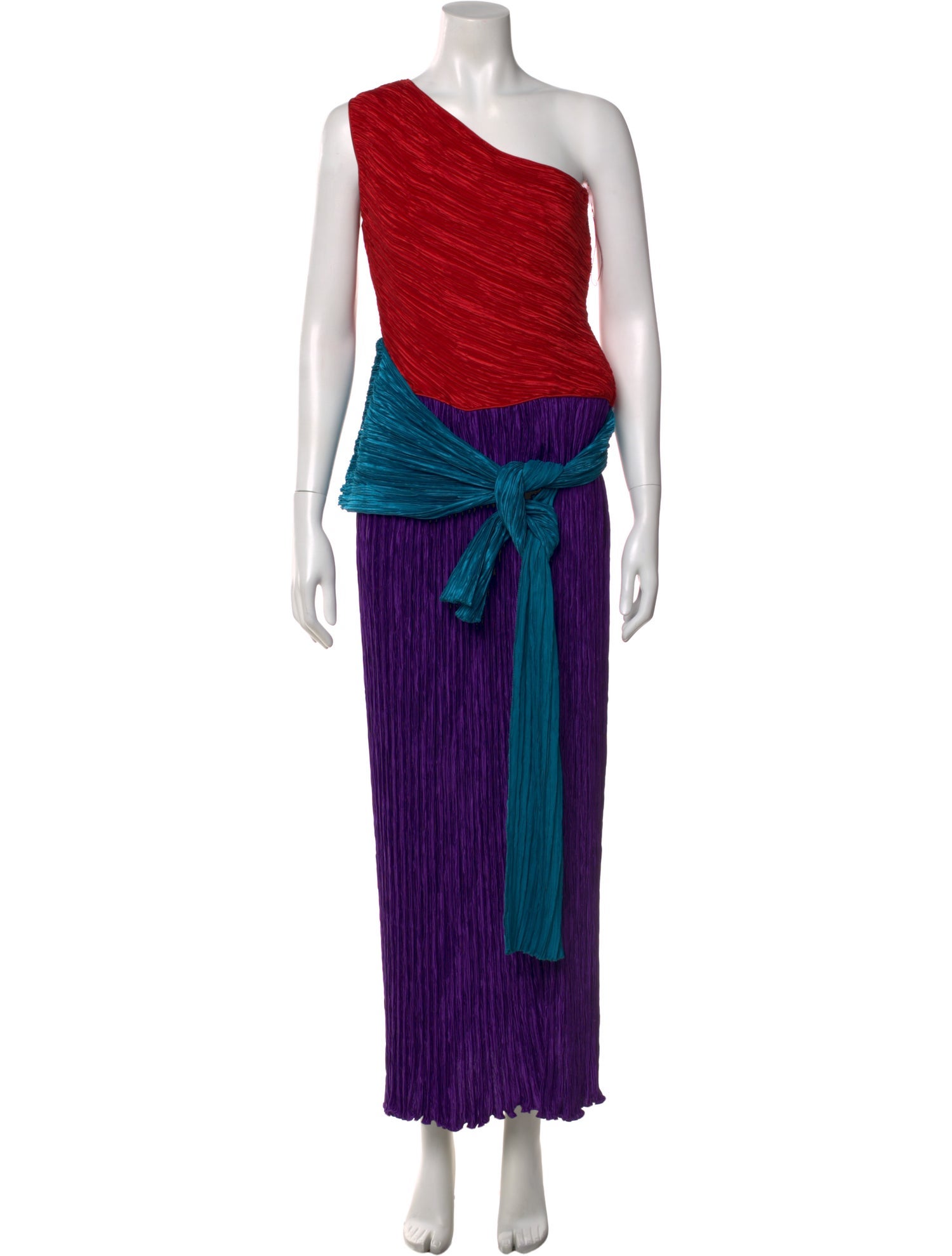 Mary McFadden Colorblock Pattern Long Dress