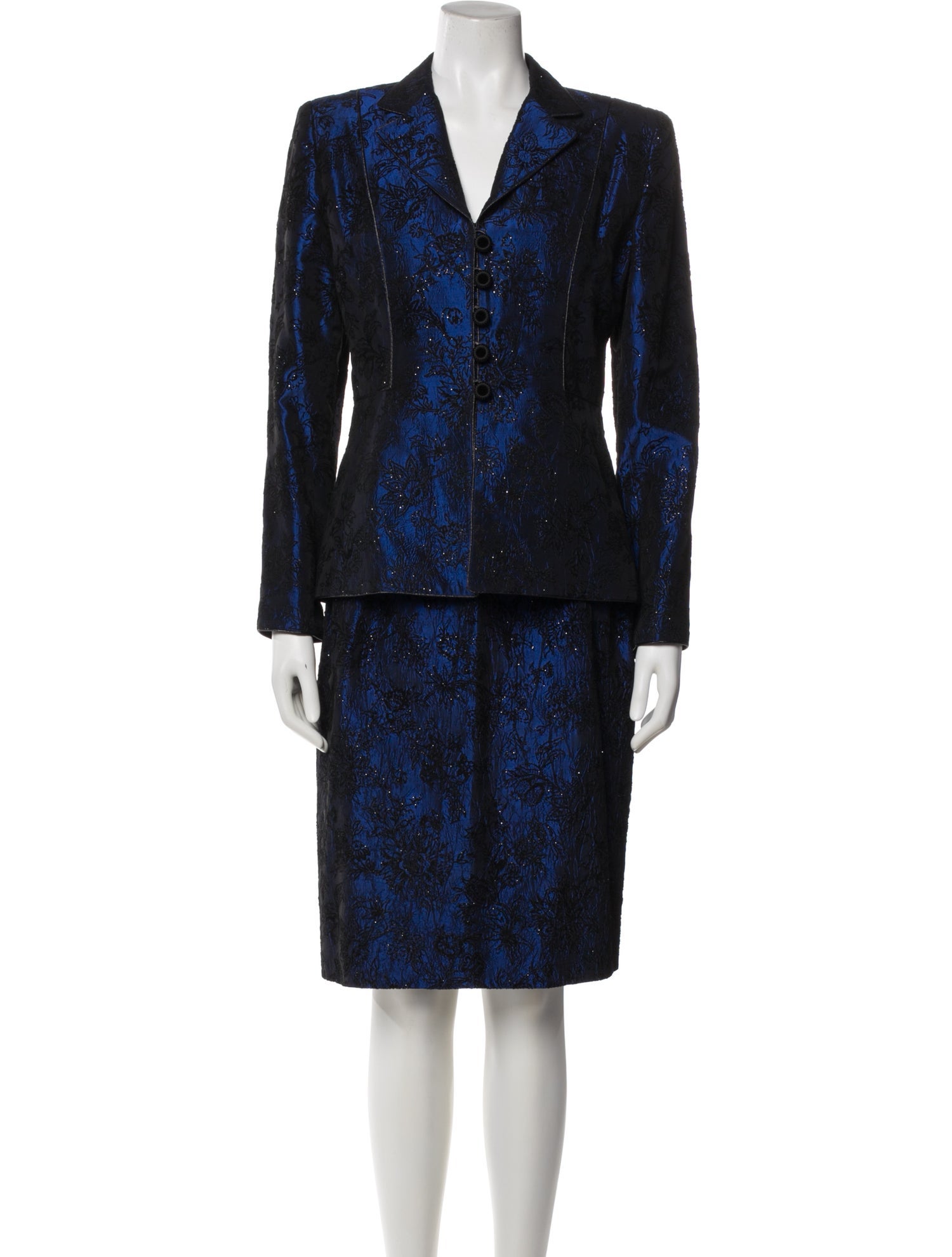 Mary McFadden Vintage Lace Pattern Skirt Suit