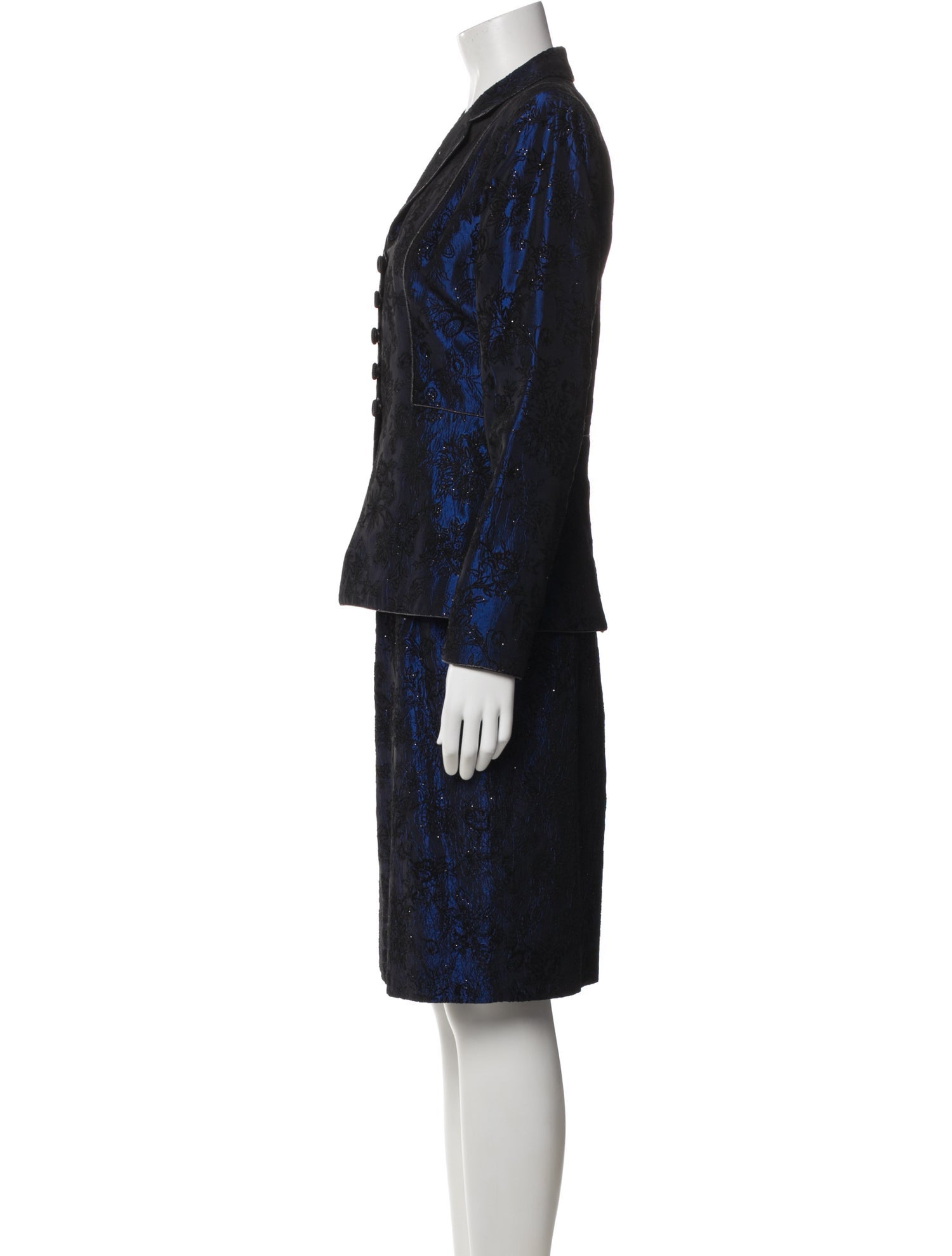 Mary McFadden Vintage Lace Pattern Skirt Suit