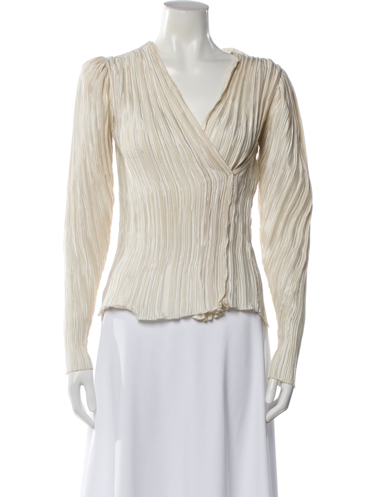 Mary McFadden V-Neck Long Sleeve Blouse