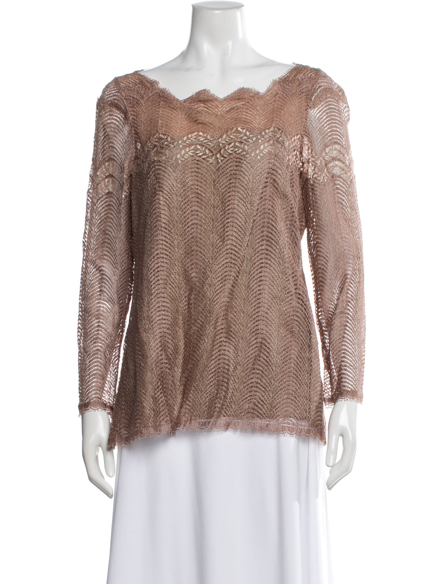 Mary McFadden Patterned Square Neckline Blouse