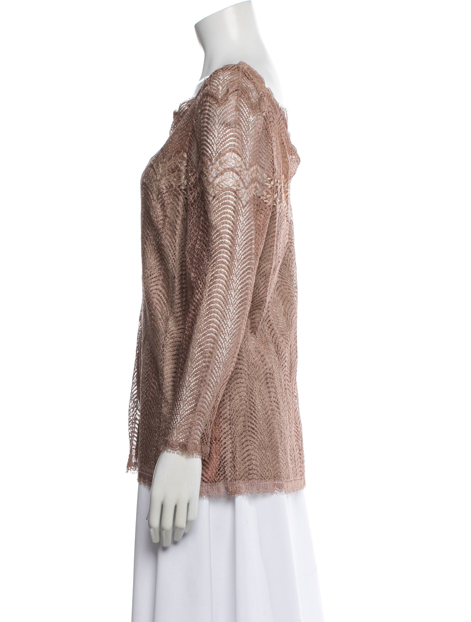 Mary McFadden Patterned Square Neckline Blouse