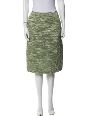 Pre-owned Mary Mcfadden Patterned Midi Length Skirt In Green