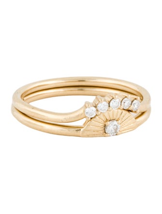 Marrow Fine 14K Diamond Crown & Sun Double Band Rings