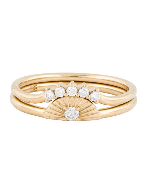 Marrow Fine 14K Diamond Crown & Sun Double Band Rings