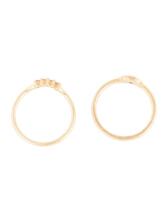 Marrow Fine 14K Diamond Crown & Sun Double Band Rings
