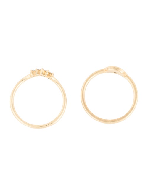 Marrow Fine 14K Diamond Crown & Sun Double Band Rings