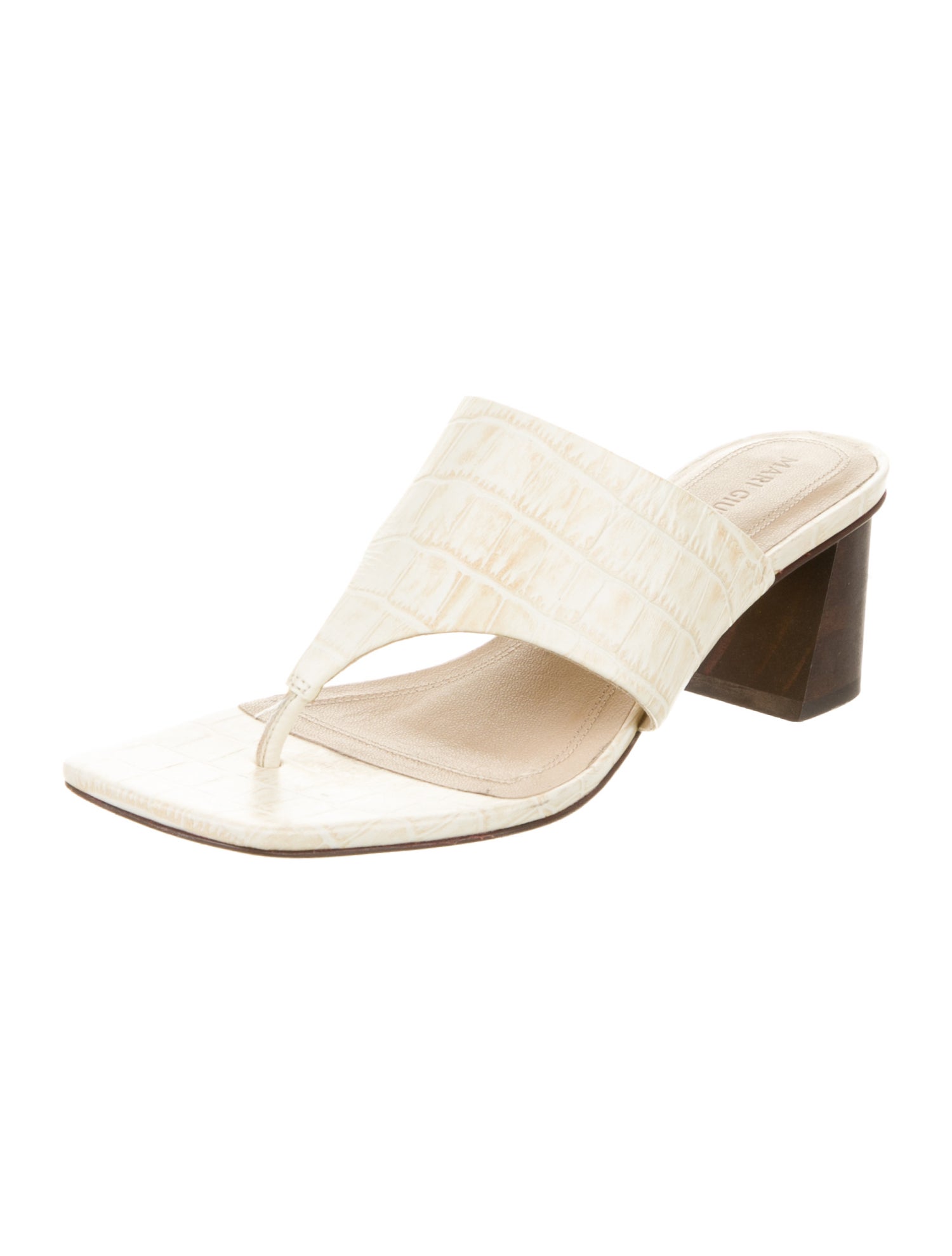 Mari Giudicelli Leather Animal Print Slides