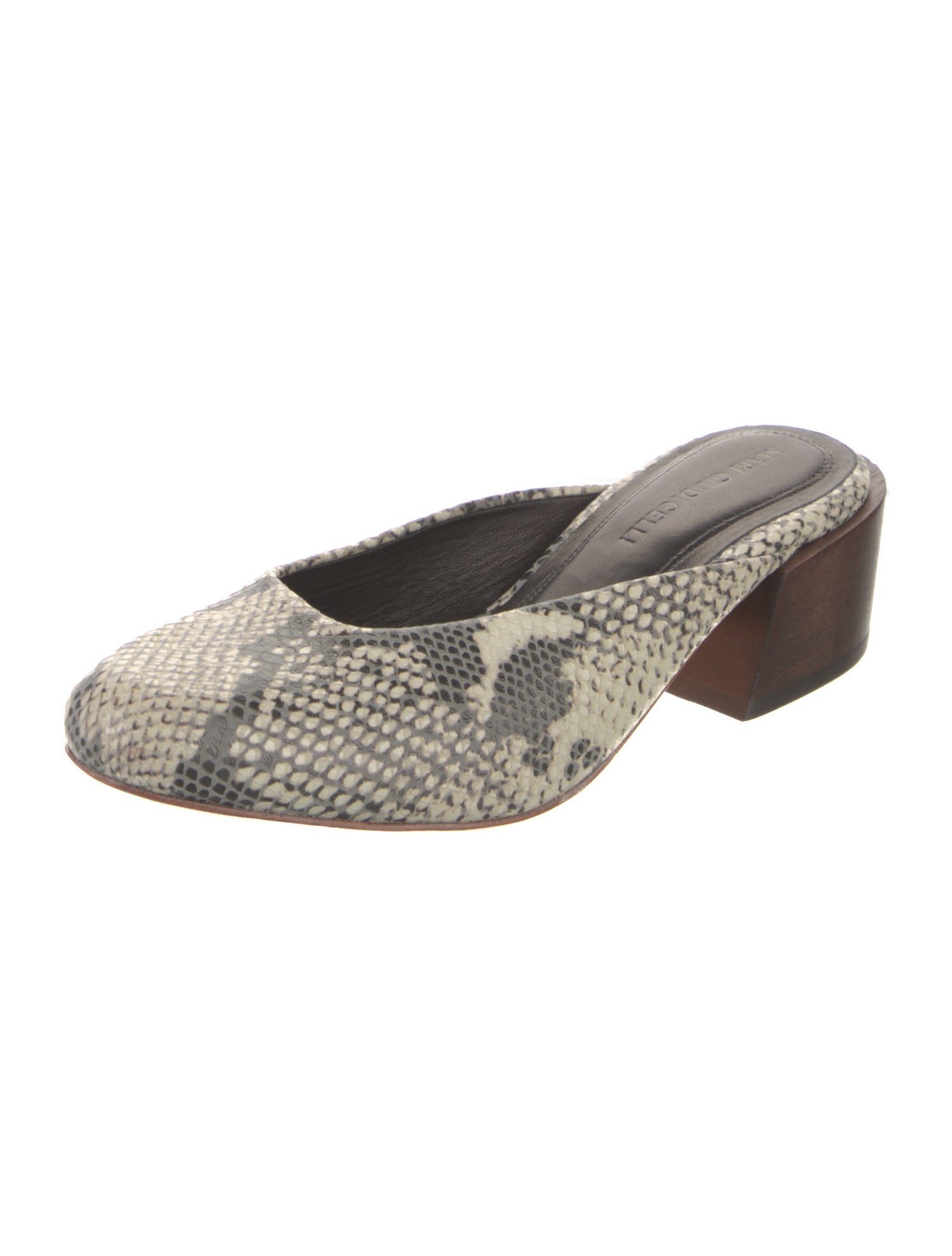 Mari Giudicelli Leather Animal Print Mules