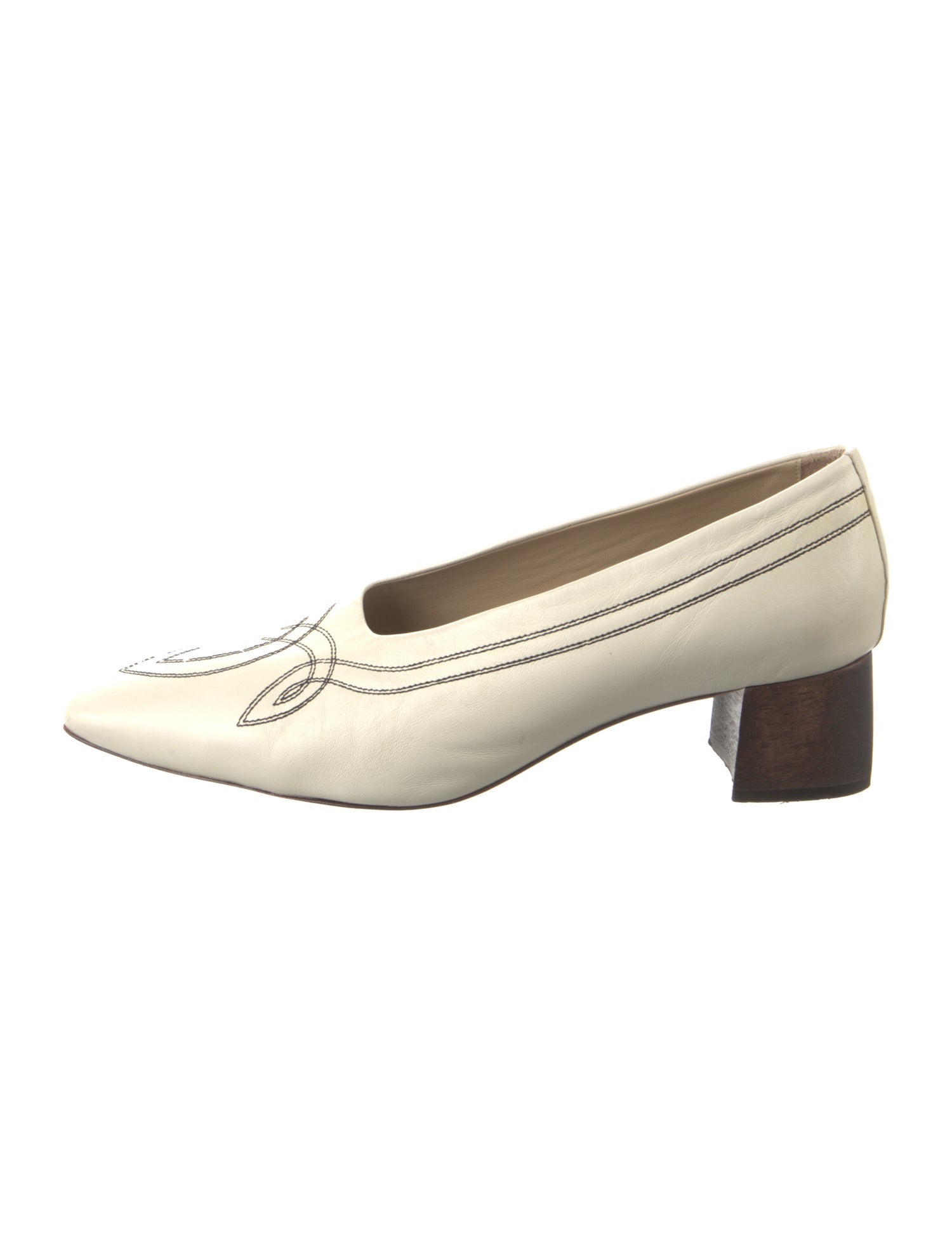 Mari Giudicelli Leather Whipstitch Trim Pumps