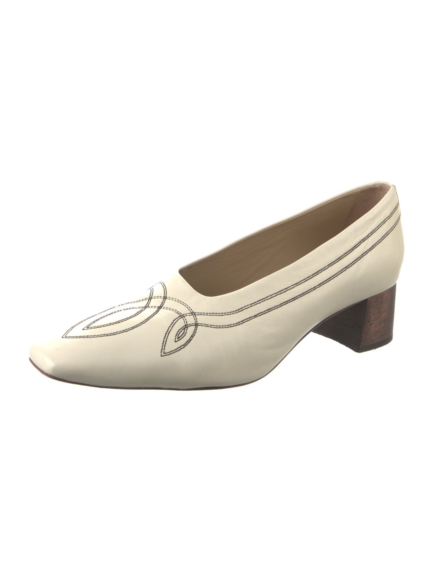 Mari Giudicelli Leather Whipstitch Trim Pumps