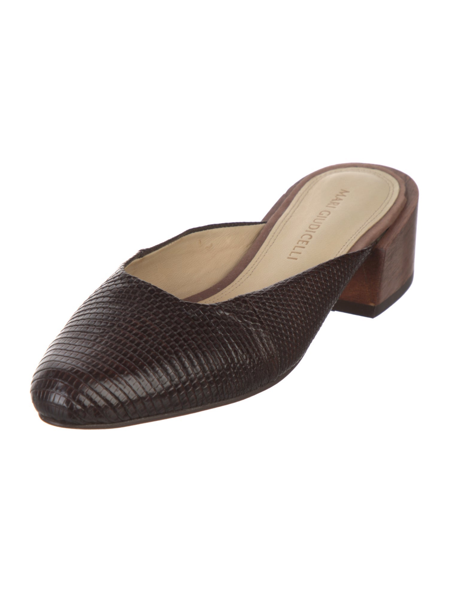 Mari Giudicelli Embossed Leather Mules