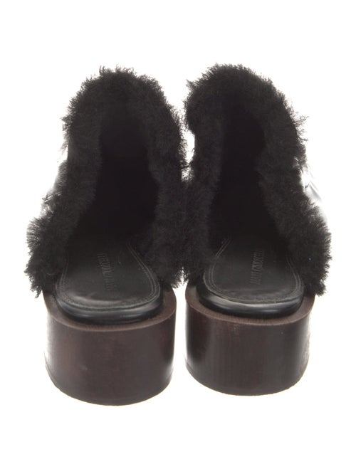 Mari Giudicelli Leather Faux Fur Trim Mules