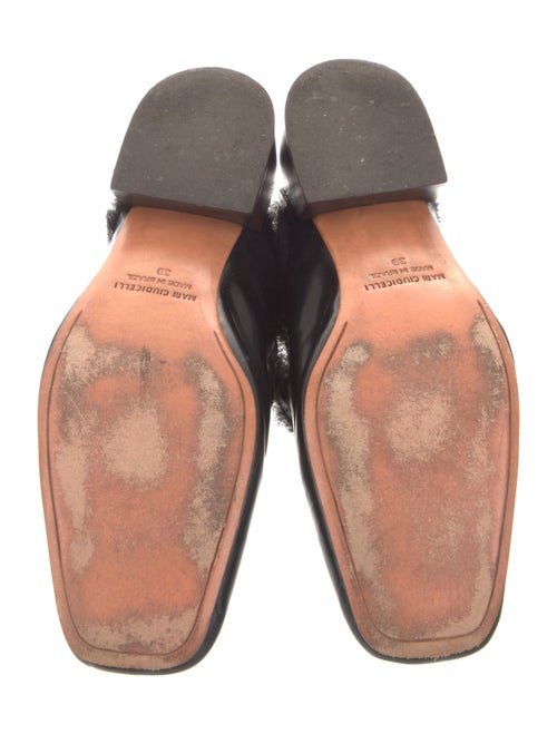 Mari Giudicelli Leather Faux Fur Trim Mules