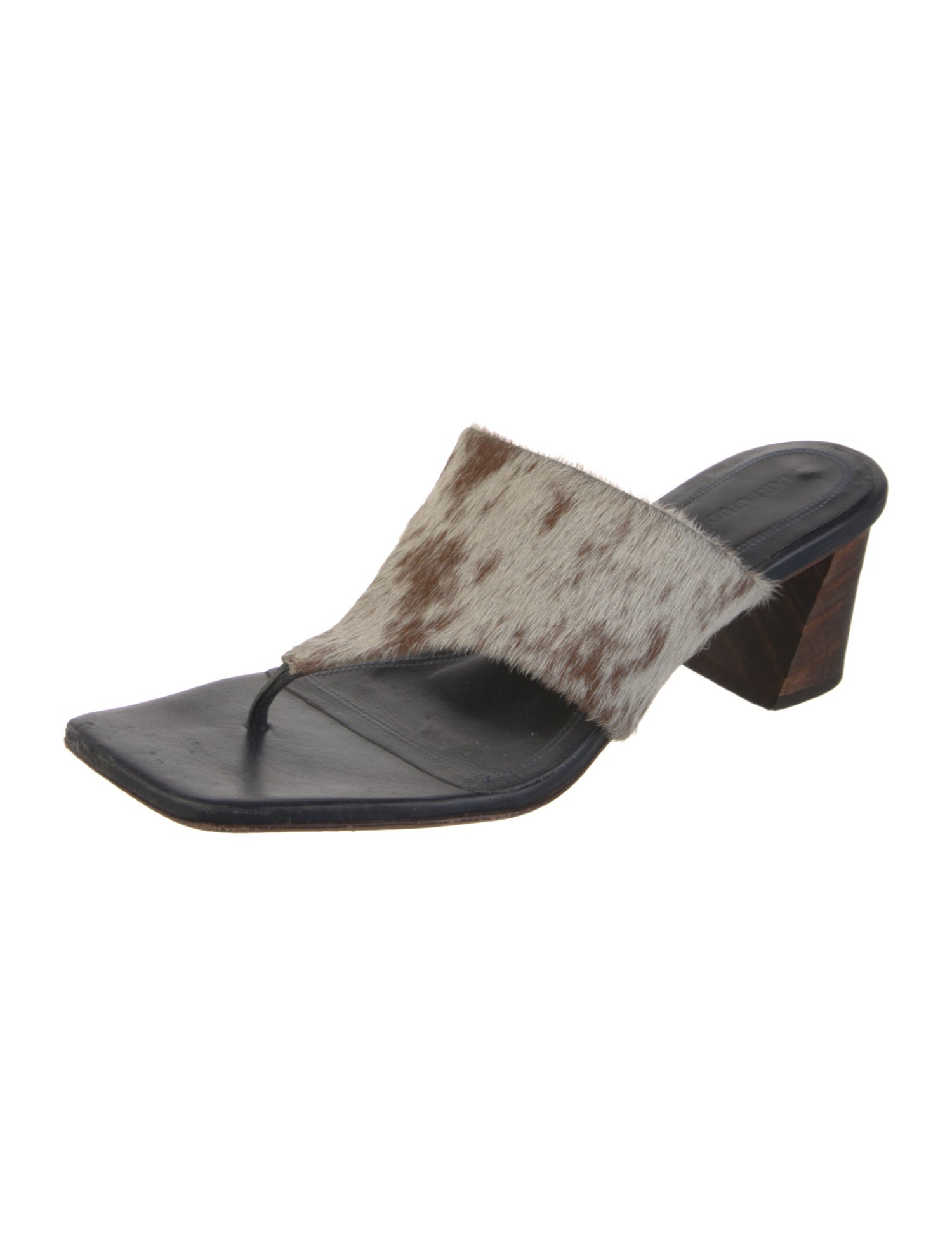 Mari Giudicelli Ponyhair Animal Print Slides