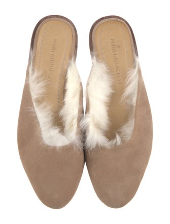 Mari Giudicelli Suede Fur Trim Flats