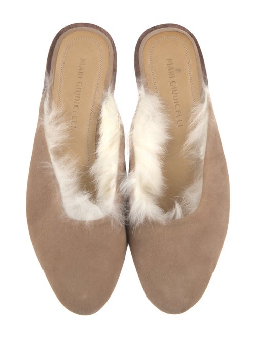 Mari Giudicelli Suede Fur Trim Flats