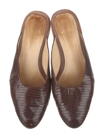 Mari Giudicelli Embossed Leather Animal Print Mules