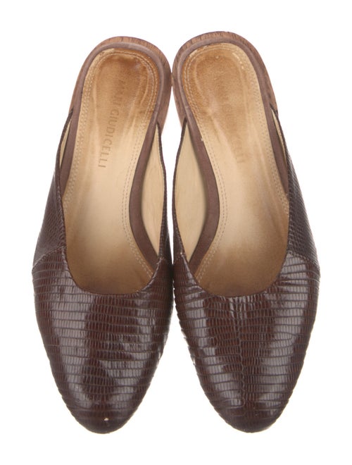 Mari Giudicelli Embossed Leather Animal Print Mules