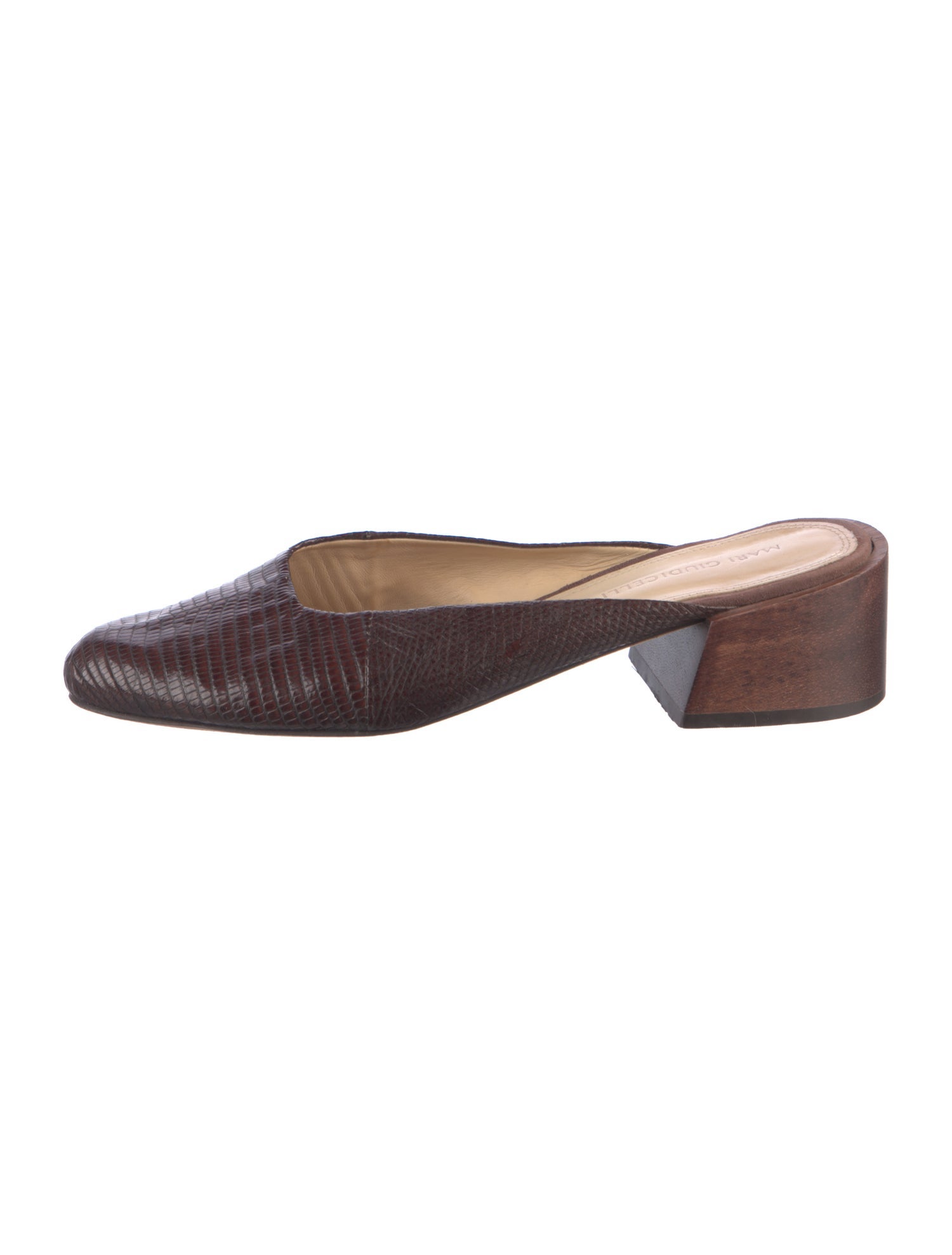 Mari Giudicelli Embossed Leather Mules