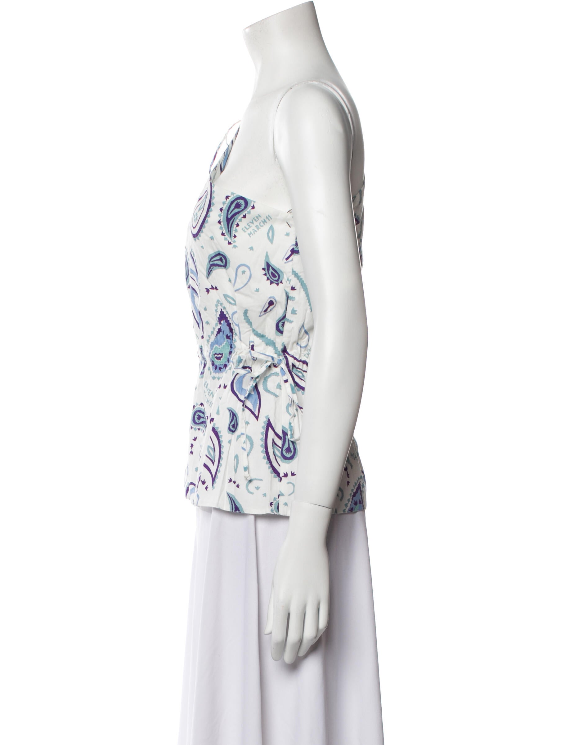 March 11 Paisley Print One-Shoulder Blouse