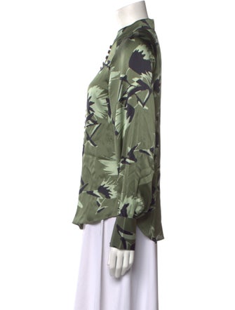 March 11 Printed Mock Neck Button-Up Top