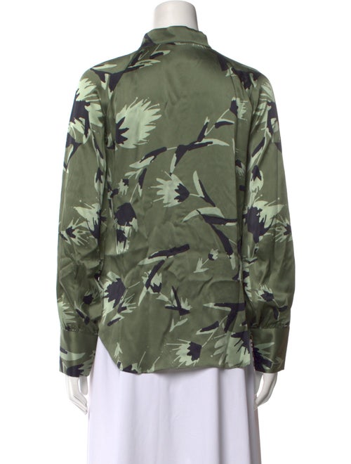 March 11 Printed Mock Neck Button-Up Top