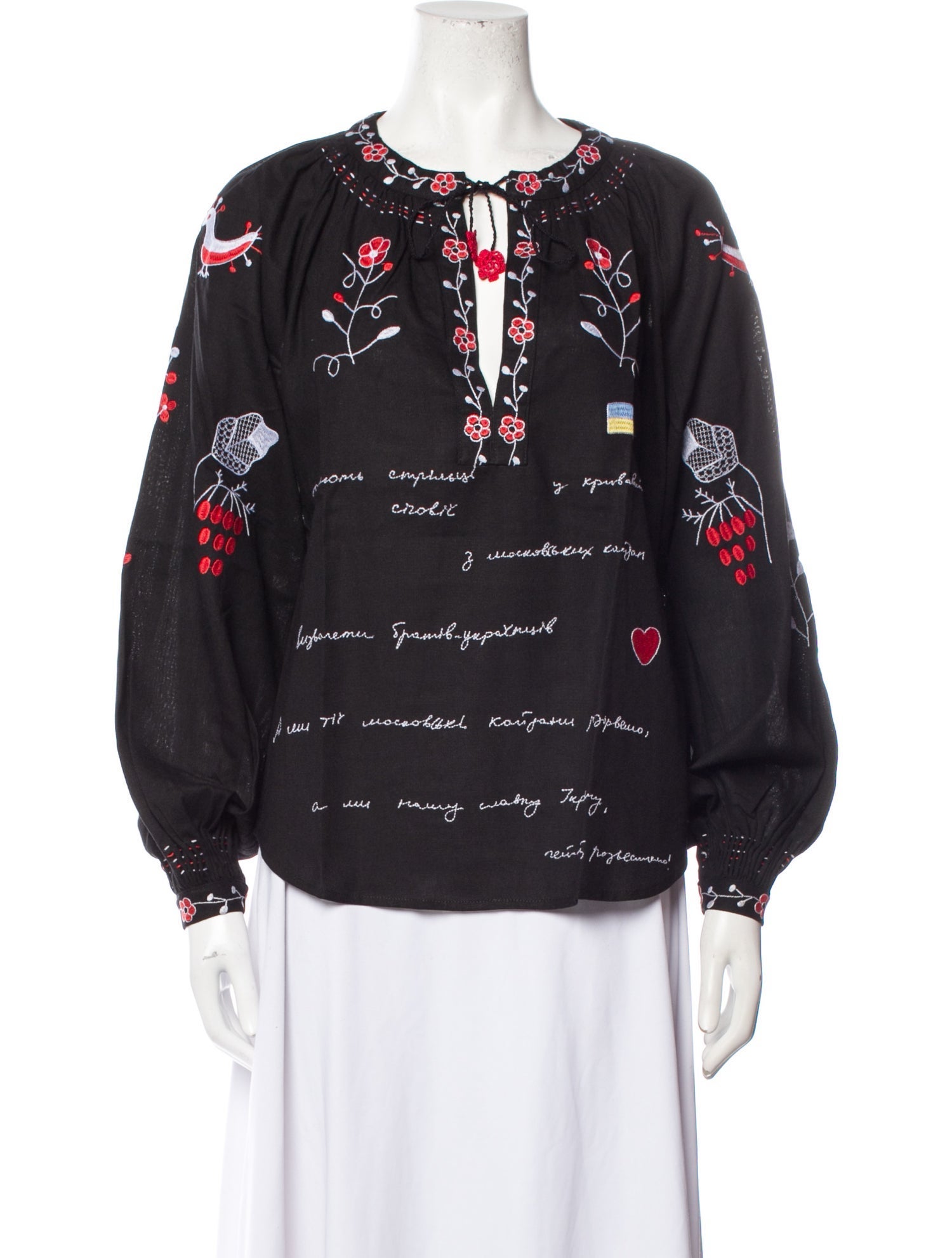 March 11 Linen Graphic Print Blouse