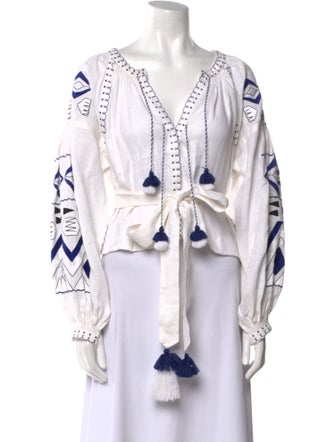 March 11 Linen Graphic Print Crop Top