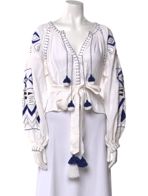 March 11 Linen Graphic Print Crop Top