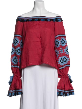 March 11 Linen Printed Crop Top