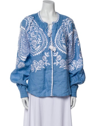 March 11 Linen Printed Blouse